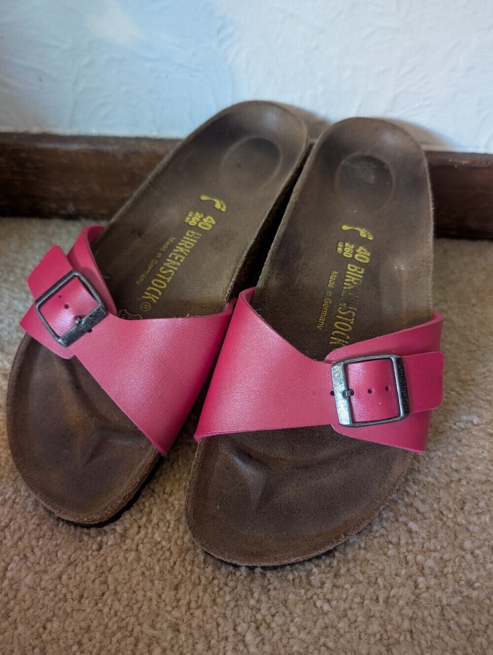 Birkenstock Madrid Metallic Slip On Cork Footbed Slide Sandals Comfort Narrow